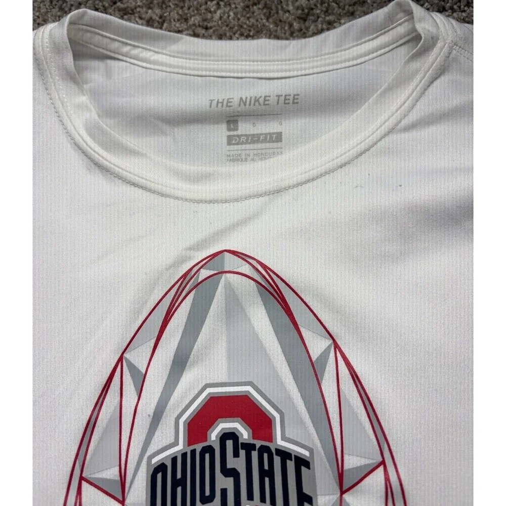 Nike Ohio State Buckeyes Long Sleeve Shirt Mens Large White Logo T OSU